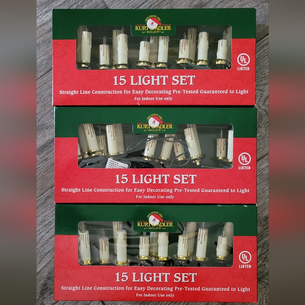 Kurt S Adler 15 Gold Dripping Light Set Lot of 3 Boxes Clip Lights NIB